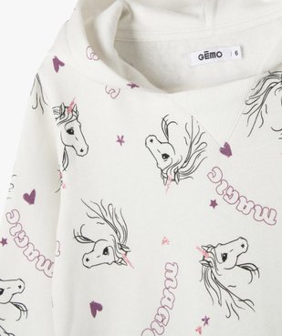 Sweat à capuche avec encolure élastiquée fille vue3 - GEMO (ENFANT) - GEMO