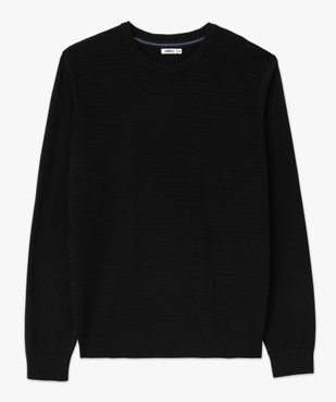 Pull en coton homme avec maille fantaisie sur l’avant vue4 - GEMO (HOMME) - GEMO