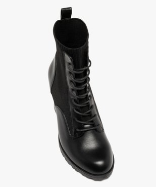 Boots femme à talon col strech avec plateforme crantée vue5 - GEMO(URBAIN) - GEMO