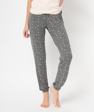 Pantalon de pyjama en maille fine avec bas resserré femme vue1 - GEMO 4G FEMME - GEMO