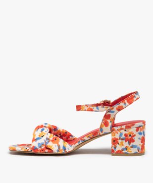 Sandales femme à talon dessus en tissu fleuri vue4 - GEMO(URBAIN) - GEMO