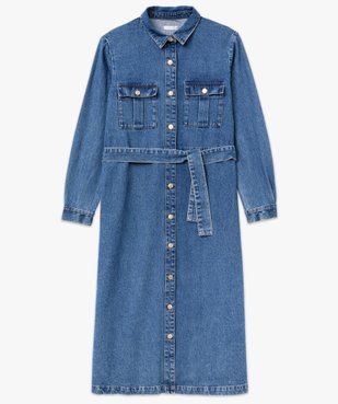 Robe en jean longue à manches longues femme - LuluCastagnette vue5 - LULUCASTAGNETTE - GEMO