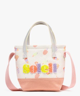 Sac en toile avec inscription en maille bouclette fille vue1 - GEMO (ENFANT) - GEMO