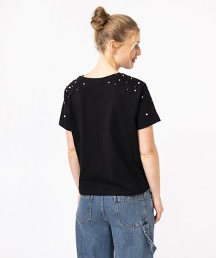 Tee-shirt à manches courtes avec perles femme vue3 - GEMO(FEMME PAP) - GEMO