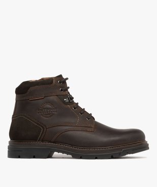 Boots homme dessus en cuir avec col suédé et semelle crantée vue2 - URBAN STEPS - GEMO