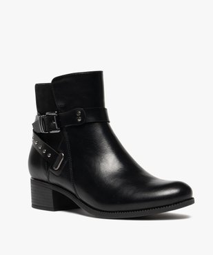 Boots femme à petit talon et bout amande avec brides fantaisie  vue3 - GEMO (CASUAL) - GEMO