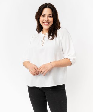 Blouse à manches 3/4 en maille gaufrée femme grande taille vue1 - GEMO (G TAILLE) - GEMO