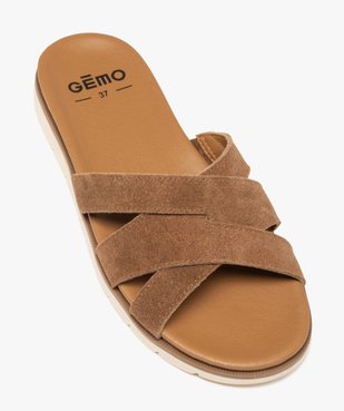 Mules femme casual avec brides unies en cuir suédé entrelacées   vue5 - GEMO (CASUAL) - GEMO