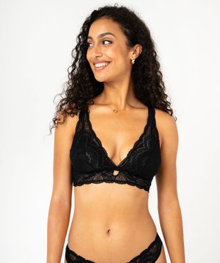 Soutien-gorge triangle en dentelle sans armatures avec mousses amovibles vue3 - GEMO(HOMWR FEM) - GEMO