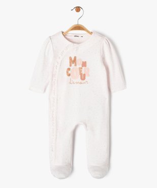 Pyjama dors-bien ouvert devant avec touches pailletées bébé fille vue1 - GEMO 4G BEBE - GEMO