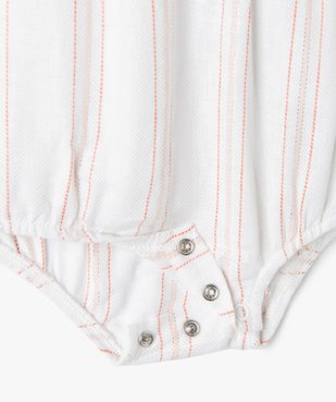 Ensemble bébé fille 2 pièces : combishort et bandeau à cheveux rayés vue2 - GEMO 4G BEBE - GEMO