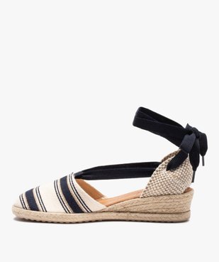 Espadrilles femme à petit talon et lacet ruban vue3 - GEMO (CASUAL) - GEMO