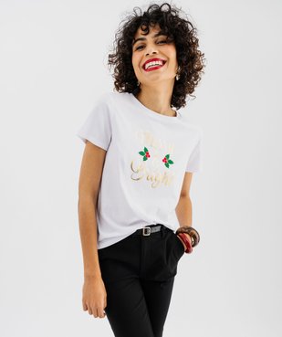 Tee-shirt de Noël manches courtes imprimé doré femme vue1 - GEMO(FEMME PAP) - GEMO