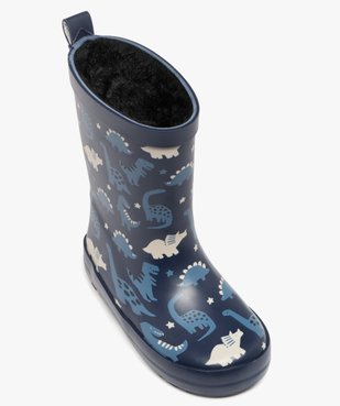 Bottes de pluie garçon fourrées en caoutchouc motif dinosaure vue5 - BUGGY - GEMO