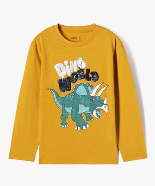 Tee-shirt à manches longues avec motif dinosaures et sequins réversibles garçon vue2 - GEMO (ENFANT) - GEMO