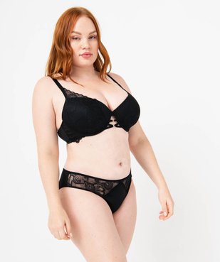 Culotte en microfibre et dentelle femme grande taille vue3 - GEMO(HOMWR FEM) - GEMO