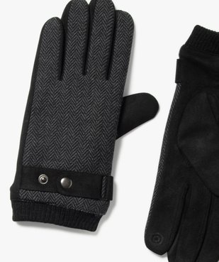 Gants tactiles à motifs chevrons avec doublure peluche homme vue2 - GEMO (ACCESS) - GEMO