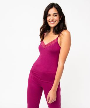 Haut de pyjama à fines bretelles et dentelle femme vue1 - GEMO 4G FEMME - GEMO