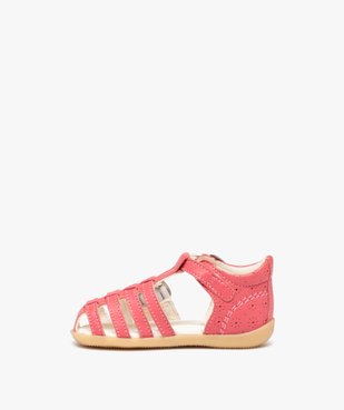 Sandales bébé fille en cuir uni avec brides à boucle - Kickers vue3 - KICKERS - GEMO