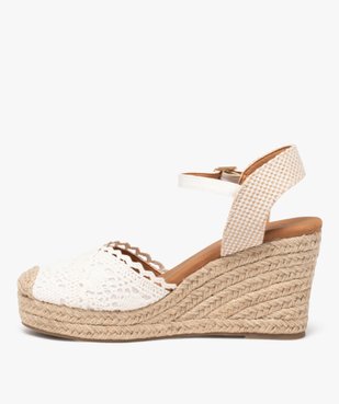 Sandales femme en macramé uni avec bout fermé et semelle corde compensée vue3 - GEMO 4G FEMME - GEMO