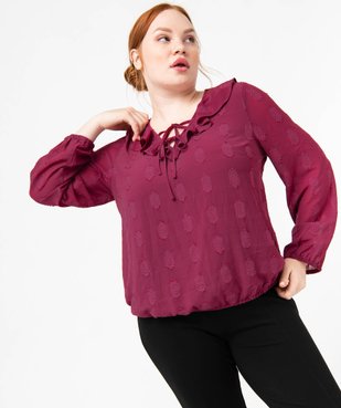 Blouse à manches longues avec col à volant femme grande taille vue1 - GEMO (G TAILLE) - GEMO