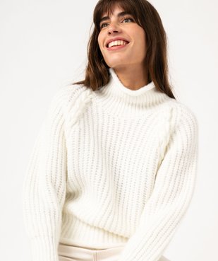 Pull col montant à manches chauve-souris femme vue1 - GEMO(FEMME PAP) - GEMO