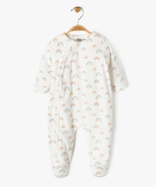 Pyjama en velours ouverture devant à motifs arc-en-ciel bébé fille vue1 - GEMO 4G BEBE - GEMO