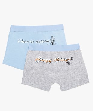 Boxer garçon en coton stretch à inscription (lot de 2) vue1 - GEMO (ENFANT) - GEMO