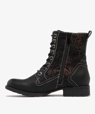 Bottines femme fourrées avec détails brodés à zip et à lacets vue4 - GEMO (CASUAL) - GEMO