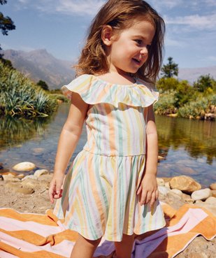 Robe à col volanté en jersey de coton imprimé bébé fille vue1 - GEMO 4G BEBE - GEMO