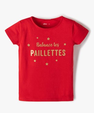 Tee-shirt fille avec motif pailleté sur l’avant vue1 - GEMO (ENFANT) - GEMO