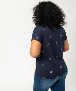 Tee-shirt femme grande taille à manches courtes avec motifs vue3 - GEMO (G TAILLE) - GEMO