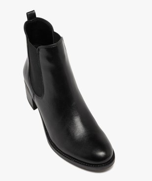 Bottines femme à talon dessus en cuir et bout amande style Chelsea - Tanéo vue5 - TANEO - GEMO