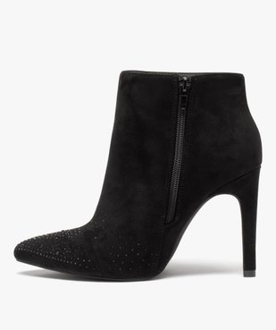 Boots femme à talon en suédine avec strass vue3 - GEMO(URBAIN) - GEMO