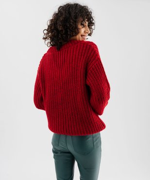 Pull en grosse maille à col V femme vue4 - GEMO(FEMME PAP) - GEMO