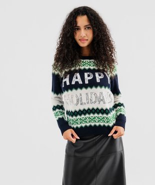 Pull de Noël avec inscription en sequins femme vue5 - GEMO(FEMME PAP) - GEMO