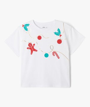 Tee-shirt court à manches courtes thème Noël fille vue1 - GEMO (JUNIOR) - GEMO