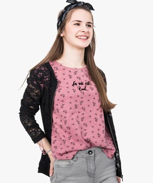 Veste zippée en dentelle unie vue1 - GEMO (JUNIOR) - GEMO