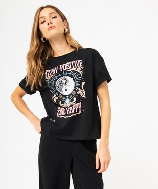 Tee-shirt à manches courtes avec motif Yin et Yang femme vue7 - GEMO(FEMME PAP) - GEMO