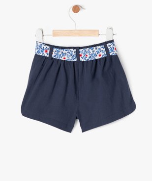 Short en coton avec ceinture imprimée bébé fille vue3 - GEMO(BEBE DEBT) - GEMO