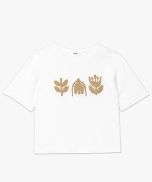 Tee-shirt manches courtes crop top avec motif brodé femme vue4 - GEMO(FEMME PAP) - GEMO