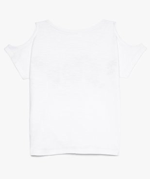 Tee-shirt fille en coton bio avec épaules dénudées vue2 - GEMO 4G FILLE - GEMO