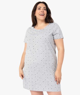 Chemise de nuit à manches courtes avec motifs femme grande taille vue1 - GEMO 4G FEMME - GEMO