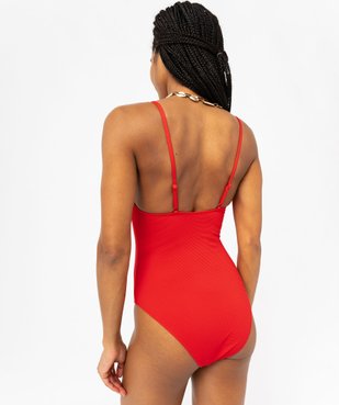 Maillot de bain une pièce forme corbeille en maille gaufrée femme vue3 - GEMO (PLAGE) - GEMO