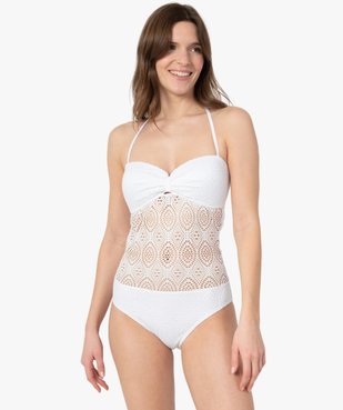 Maillot de bain femme une pièce en maille ajourée vue1 - GEMO (PLAGE) - GEMO