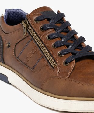 Baskets homme casual à zip latéral et lacets cirés vue7 - URBAN STEPS - GEMO