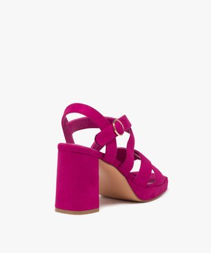 Sandales femme à talon flare avec brides croisées en suédine  vue5 - GEMO(URBAIN) - GEMO