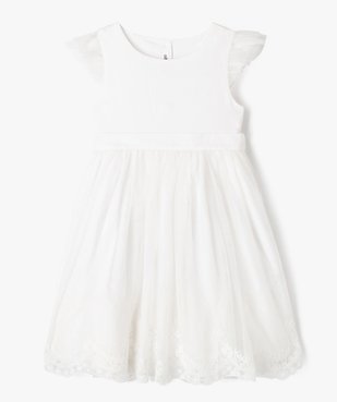 Robe de cérémonie en coton et tulle fille vue1 - GEMO (ENFANT) - GEMO