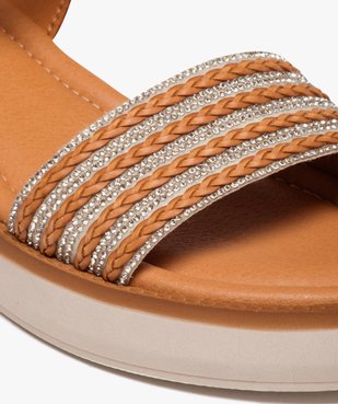 Sandales femme unies à talon compensé et bride à strass vue7 - GEMO (CASUAL) - GEMO