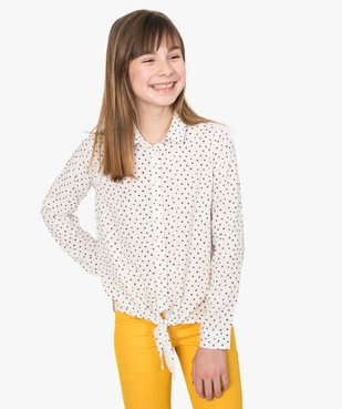 Chemise fille à motifs avec pattes à nouer dans le bas vue1 - GEMO (JUNIOR) - GEMO